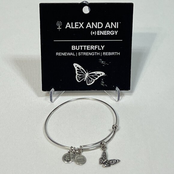 Alex and Ani Silver Butterfly Charm Bangle Bracelet - Picture 4 of 5